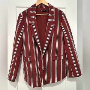 Women’s New York & co Chic Burgundy Striped Women's Blazer size XL
